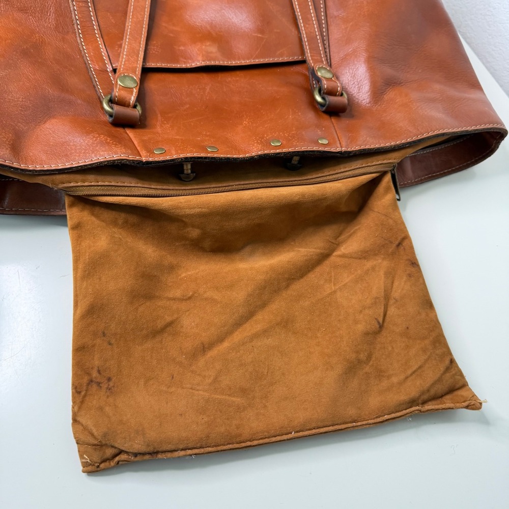 Patricia Nash Benvenuto Tote Bag Cognac Leather Studded Brass Heritage Academia - Picture 8 of 16